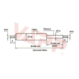 Plynová vzpěra AL-KO 468mm, 2000N, M10-M10, 14/28