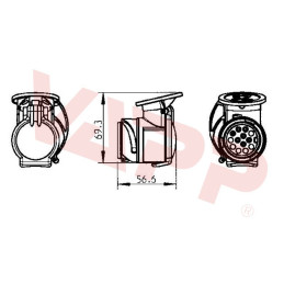 Redukce zásuvky 13 7 pólů krátká JAEGER