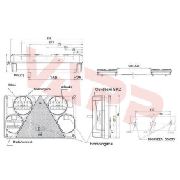 Svítilna WAS W70DL/393 sdružená LED 12-24V, L-BL/BR/KO/ML/RZ