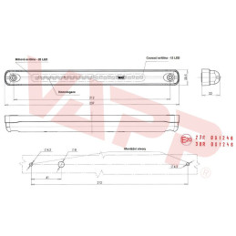 Svítilna mlhová/couvací zadní LED WAS W73ARF, 12-24 V