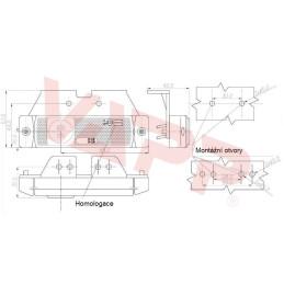 Svítilna boční obrysová LED WAS W45/220Z, 12-24V, s odrazkou, na držáku