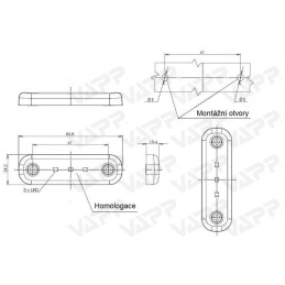 Svítilna zadní obrysová LED WAS W97.1, 12-24V, plochá