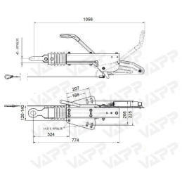 Nájezdová brzda KNOTT KFGL35-D s DIN okem 40 mm