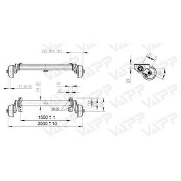 Náprava AL-KO Compact B 1200-6 (1350 kg) a 1550 mm, c 2000 mm, 2051, 112x5