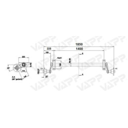 Náprava KNOTT VG 7 (750 kg) b 1400 mm, 100x4, Wasser