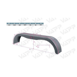 Blatník tandemový plast š220/v350/d1500 mm DOMAR černý