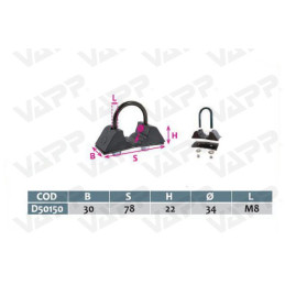 Třmen M8 s podložkou pro trubkový držák blatníku pr. 33 mm