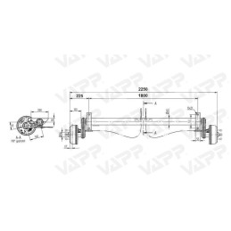 Náprava KNOTT GB 10 (1050 kg) b 1800 mm, c 2250 mm, 200x50, 100x4