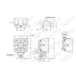 Svítilna pracovní WAS W113/807 LED, 12-24 V (12x LED Osram)