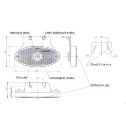 Svítilna zadní obrysová LED WAS W64, 12-24V, eliptická na držáku