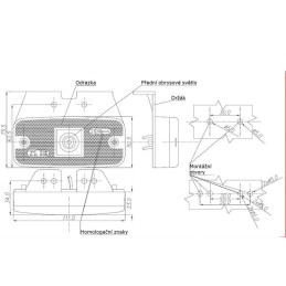Svítilna přední obrysová LED WAS W46, 12-24V na držáku, s odrazkou