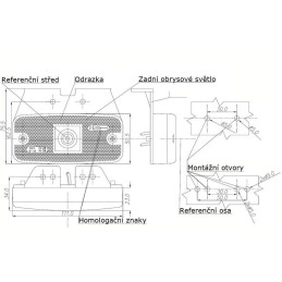 Svítilna zadní obrysová LED WAS W46, 12-24V na držáku, s odrazkou