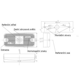 Svítilna zadní obrysová LED WAS W46, 12-24V s odrazkou