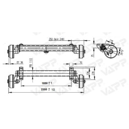 Náprava AL-KO Plus B 1800-9 (1800 kg) a 1850 mm, c 2350 mm, 2361, 112x5