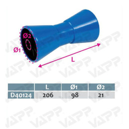 Rolna kýlová DOMAR profi 206 mm /pr. 98 mm/otvor 21 mm PA/PU modrá