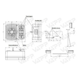 Svítilna WAS W18UD/475 sdružená LED 12-24V, L/P-BL/BR/KO/RZ
