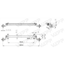 Náprava AL-KO UBR 700-5 (750 kg) a 750 mm, c 1180 mm, 100x4, patky 50