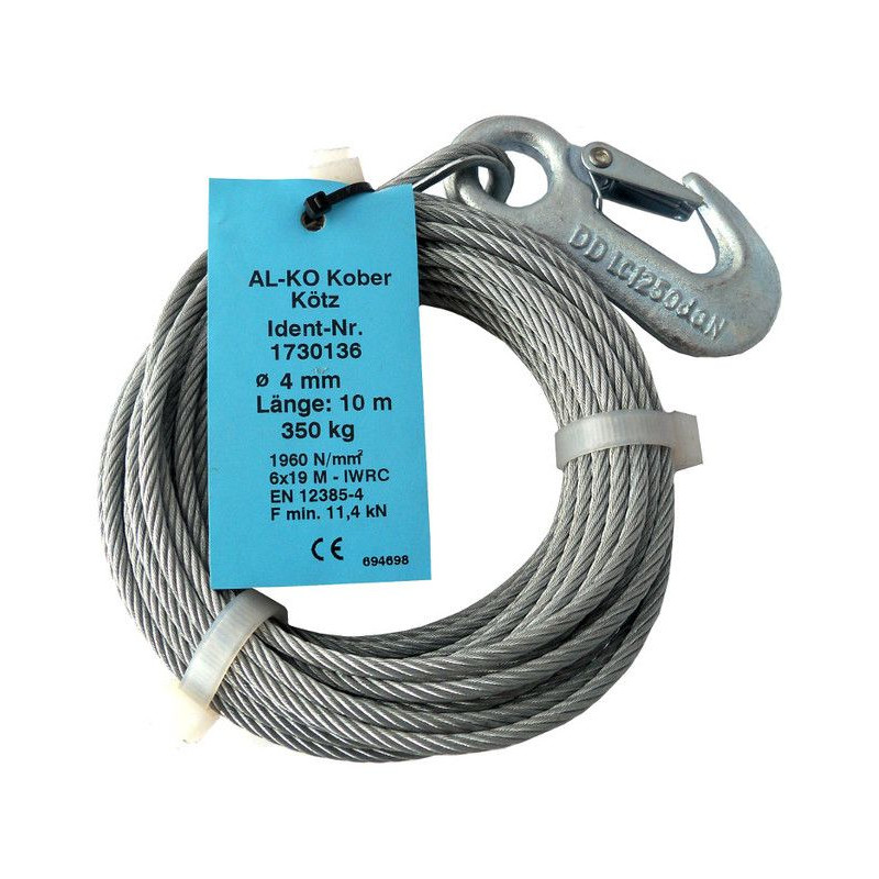 Lano 10 m AL-KO k navijáku OPTIMA 351, pr. 4 mm (včetně háku)