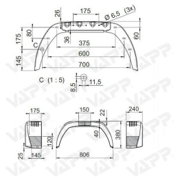 Blatník plast 15"/240 mm AL-KO BKS EA 240 černý