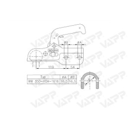 Tažná spojka Winterhoff WW 350 R-CH, 3500 kg, 60 mm, H16