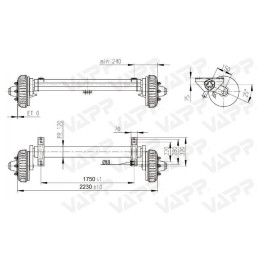 Náprava AL-KO B 3500 Standard (3500 kg) a 1750 mm, c 2230 mm, 3081, 205x6