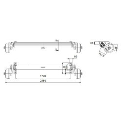 Náprava AL-KO Compact B 1200-6 (1350 kg) a 1700 mm, c 2150 mm, 2051, 112x5