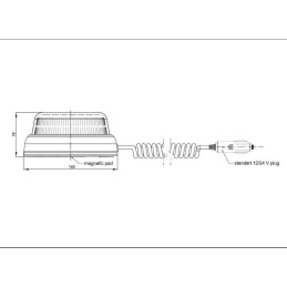 Maják magnetický oranžový Fristom FT-100 LED MAG , nízký, kabel 7,8m
