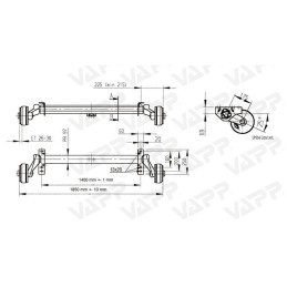 Náprava AL-KO Plus B 1200-6 (1350kg) a 1400 mm, c 1850 mm, 2051, 112x5