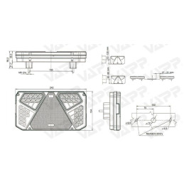 Svítilna WAS W125DL/915 sdružená LED 12-24V, L-BL/BR/KO/CO/ML
