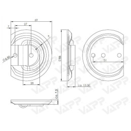 Kotevní miska RT 750 kg nerez s rovným bokem