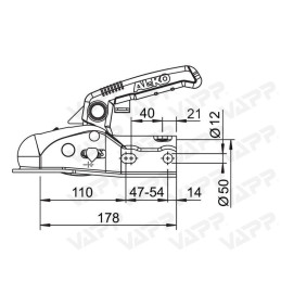 Tažná spojka AL-KO AK 161, 1600 kg, 50/45/35 mm, H12V12 +SoftDock