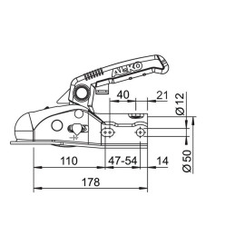Tažná spojka AL-KO AK 270, 2700 kg, 50/45/40/35 mm, H12V12 + SafetyKit