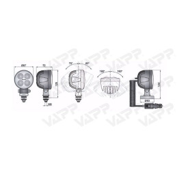 Svítilna pracovní Wesem LED pr.87 mm , 12-24V, 1500 lm, kabel 8 m, s magnetem, vypínač