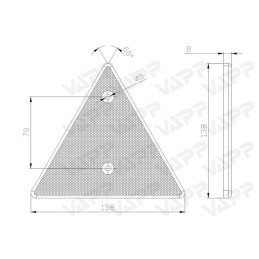 Odrazový trojúhelník 158x138 mm s otvory