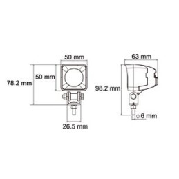 Svítilna pracovní Lucidity 22819 mini CREE LED, 800/560 lm, 12-36V, IP69K, kabel 0,32m