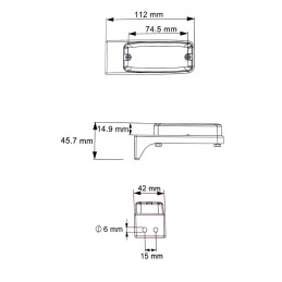 Svítilna přední obrysová LED Lucidity 26254, 12V, na držáku, QS150