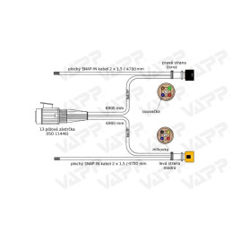 Kabeláž 6,9 m/13-pól zástrčka, s předními vývody QS150, baj5, VAPP (Jokon komp.)