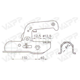 Tažná spojka Winterhoff WW 220 R-A, 2200 kg, 45 mm, H12V12
