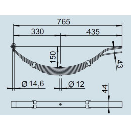 Listová pružina AL-KO (pro nápravu STARR 1500 kg) / 1 ks