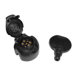 Zásuvka 7 pól 12V plastová +podložka, boční vývod levý