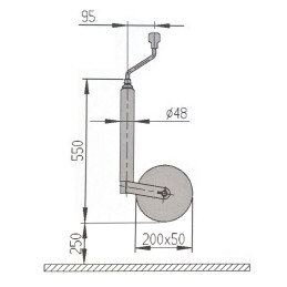 Kolečko opěrné AL-KO 48 200x50 (ocelový disk) 300/180 kg