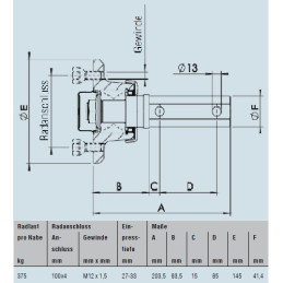 Kolová jednotka AL-KO nebrzděná pro nápravy STARR LS 750 kg, 100x4 / 1 ks