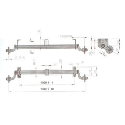 Náprava AL-KO UBR 700-5 (750 kg) a 1000 mm, c 1430 mm, 100x4, patky 140 +střed. držák