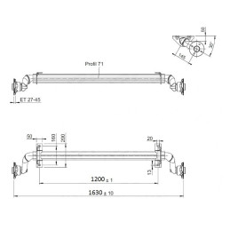 Náprava AL-KO UBR 700-5 (750 kg) a 1200 mm, c 1630 mm, 100x4, patky 50