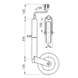 Kolečko opěrné KNOTT prům. 48 mm (plastový disk) 150 kg