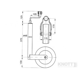 Kolečko opěrné KNOTT prům. 48 mm (nafukovací) 150 kg