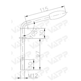 Klička držáku opěrného kolečka M12x100 mm (k držáku 60 mm)