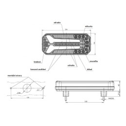 Svítilna WAS W150 sdružená LED 12-24 V, L/P, BL/BR/KO/CO/ML, dynamický blinkr