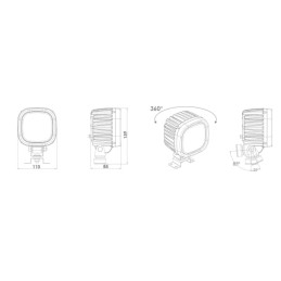 Svítilna pracovní WAS W130/979 LED 5400 lm, 12-24V, kabel 2,5m