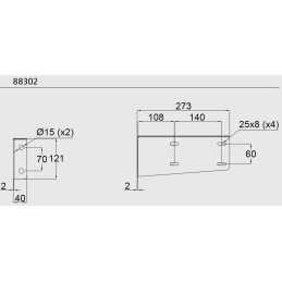 Držák boxu BLACKIT horizontální 273mm (sada pro 1 box)